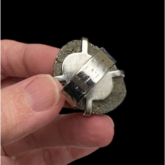 Silver Pyrite Druzy Adjustable Ring - Picture 11 of 11